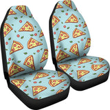 Hand Drawn Pizza Blue Background  Universal Fit Car Seat Covers