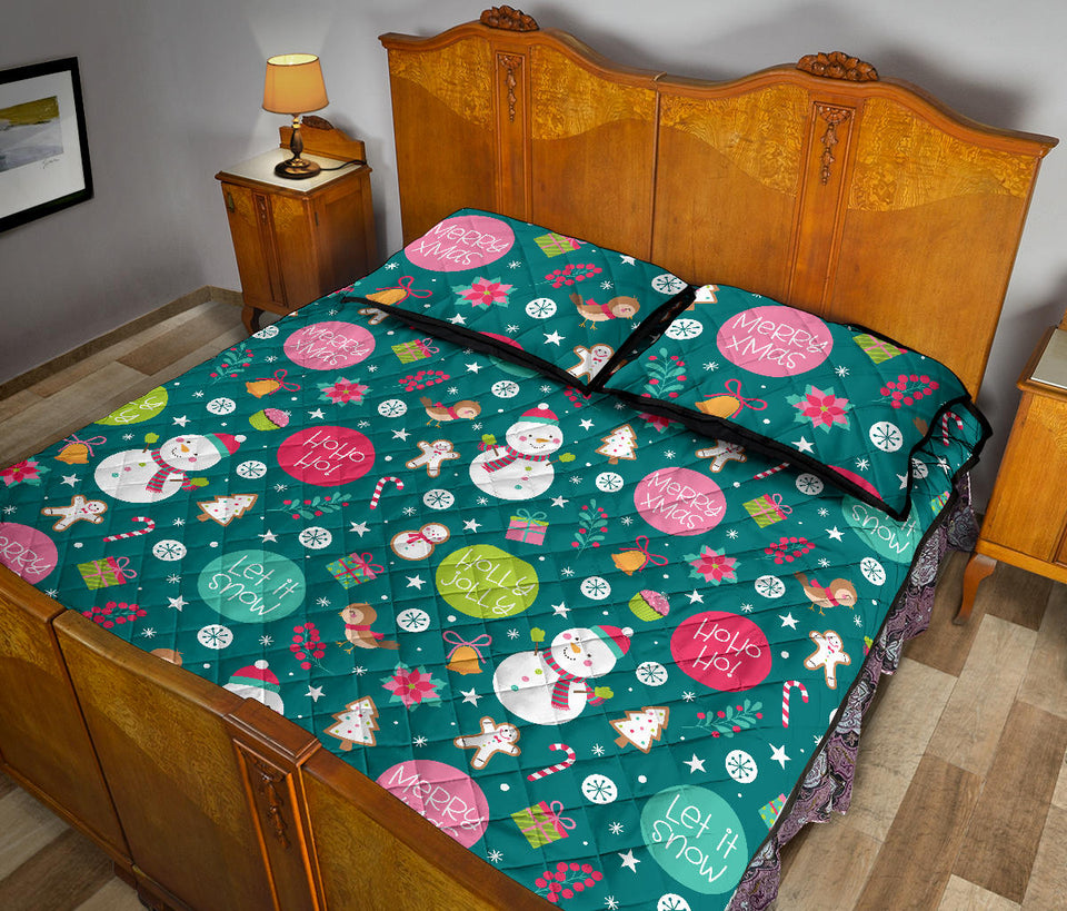 Snowman bird decorative elements christmas pattern Quilt Bed Set