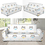 Cute Siberian Husky Pattern Sofa Slipcover