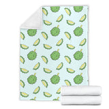 Durian Pattern Blue Background Premium Blanket