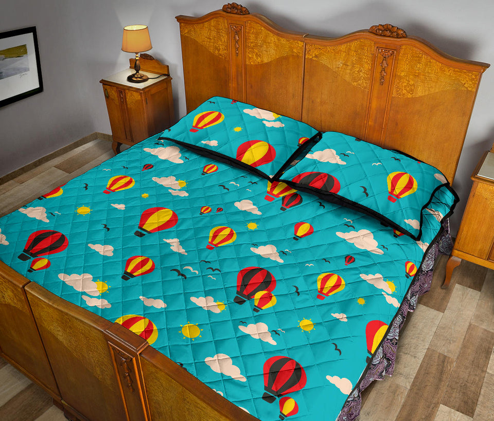 Hot Air Balloon Sky Pattern Quilt Bed Set