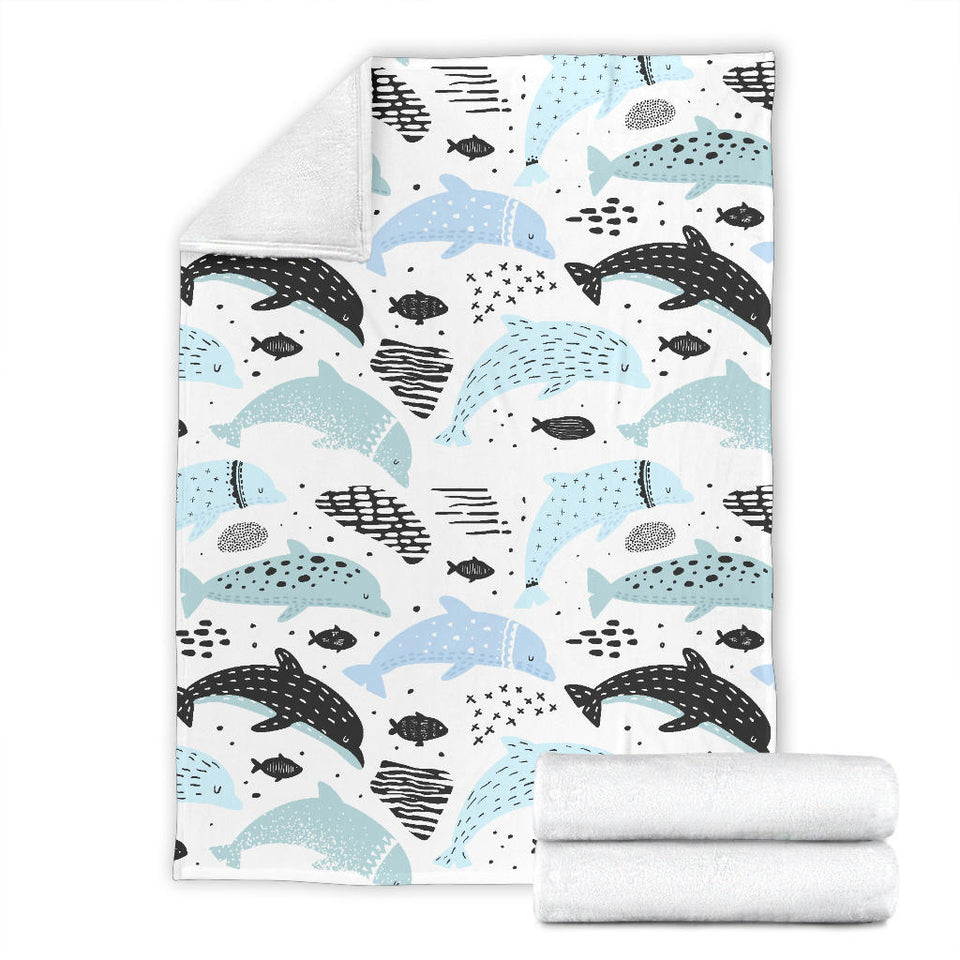 Cute Dolphins Childish Style Pattern Premium Blanket
