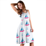 Sailboat Anchor Pattern Sleeveless Midi Dress