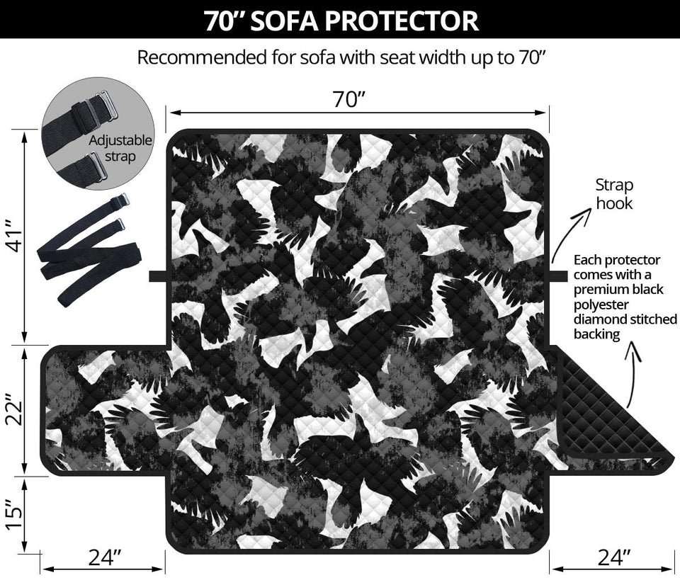 Crow illustration pattern Sofa Cover Protector