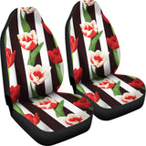 Red And White Tulips Pattern  Universal Fit Car Seat Covers