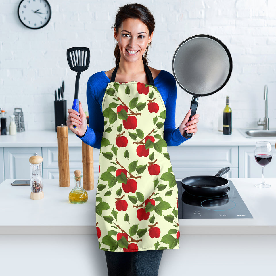 Red Apples Leaves Pattern Adjustable Apron