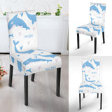 Blue Whale Pattern Dining Chair Slipcover