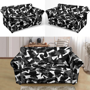 Crow Illustration Pattern Loveseat Couch Slipcover