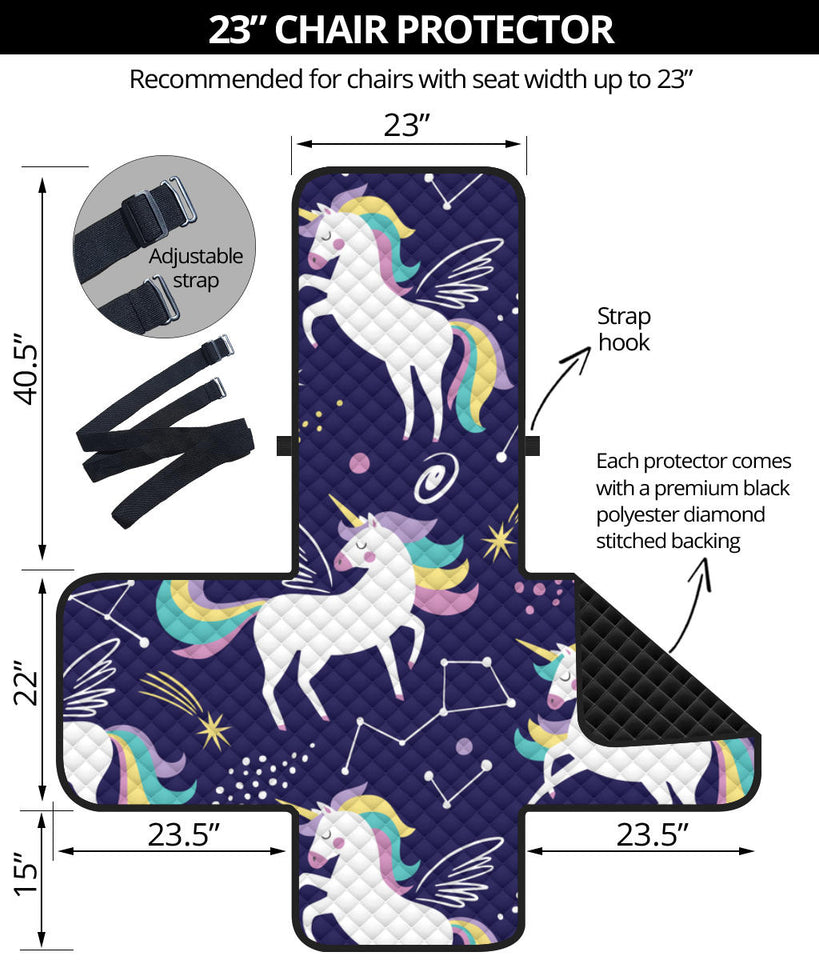 Hand drawn cute unicorn star planet Chair Cover Protector