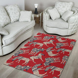 Zebra Abstract Red Background Area Rug