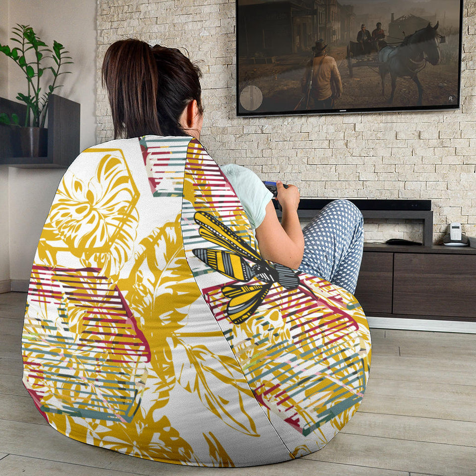 Cool Bee Honeycomb Leaves Pattern Bean Bag Cover