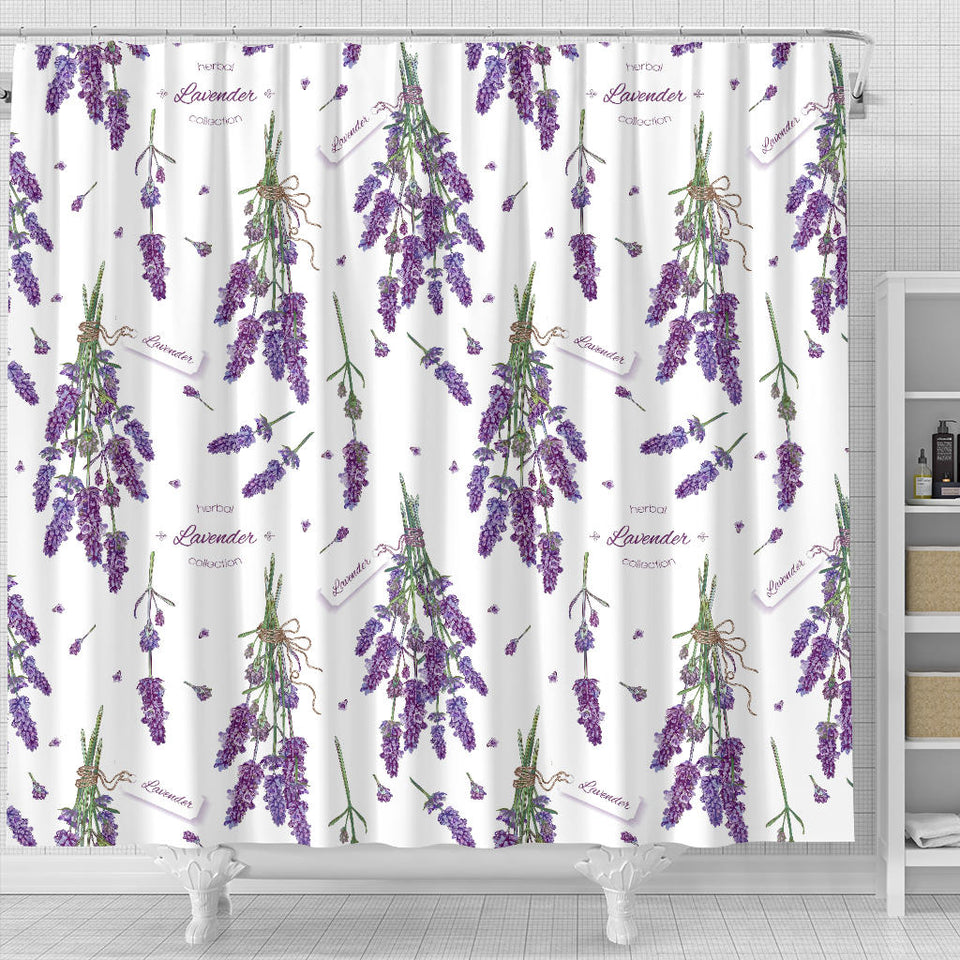 Lavender Flower Design Pattern Shower Curtain Fulfilled In US