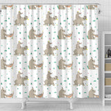 Cute Rhino Pattern Background Shower Curtain Fulfilled In US