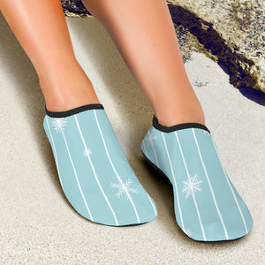 Snowflake Pattern Blue Stripe Background Aqua Shoes