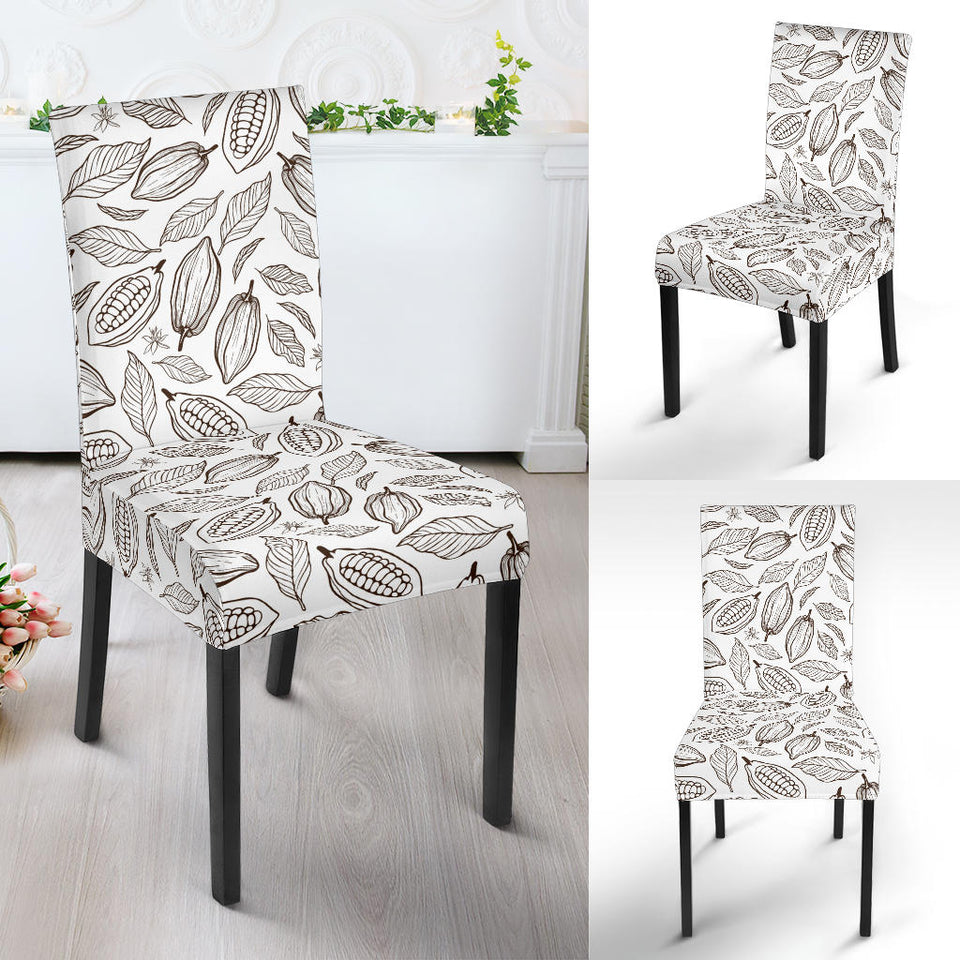Cocoa Beans Leaves Pattern Dining Chair Slipcover