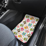 Color Cute Owl Pattern Front And Back Car Mats