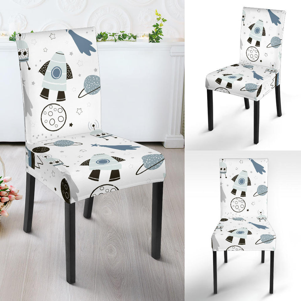 Hand Drawn Space Elements Space Rocket Star Planet Space Probe Dining Chair Slipcover