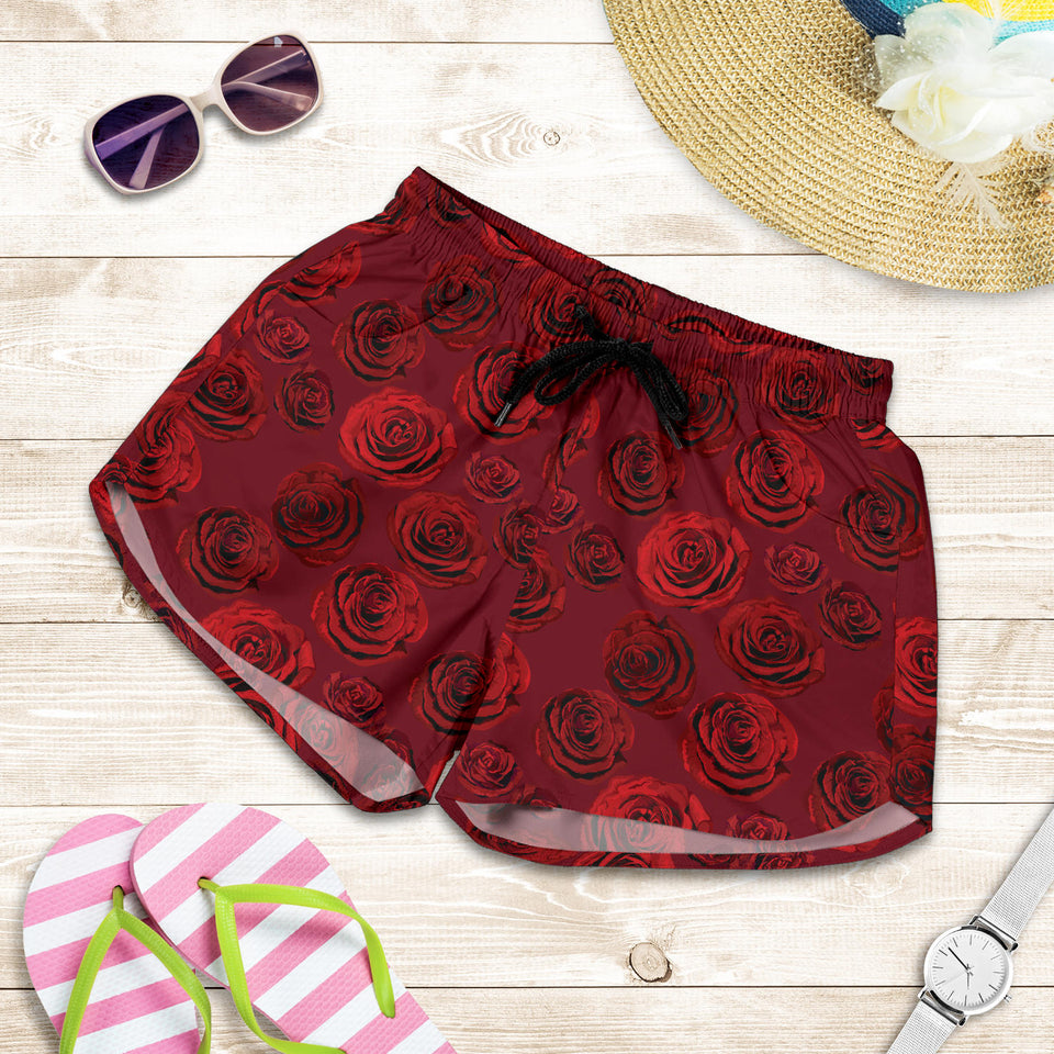 Rose Pattern Print Design 03 Women Shorts