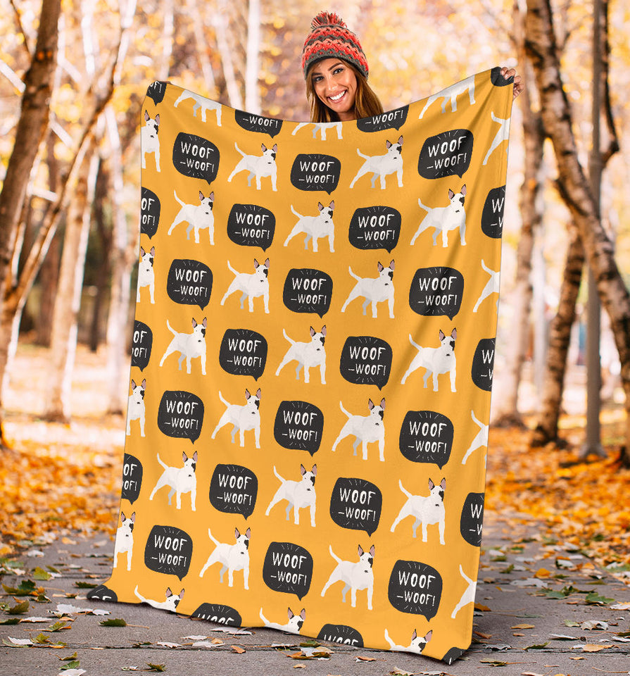 Bull Terrier Pattern Print Design 03 Premium Blanket
