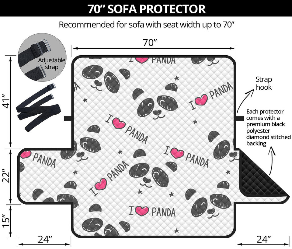 Hand Drawn faces of pandas pattern Sofa Cover Protector