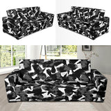 Crow Illustration Pattern Sofa Slipcover