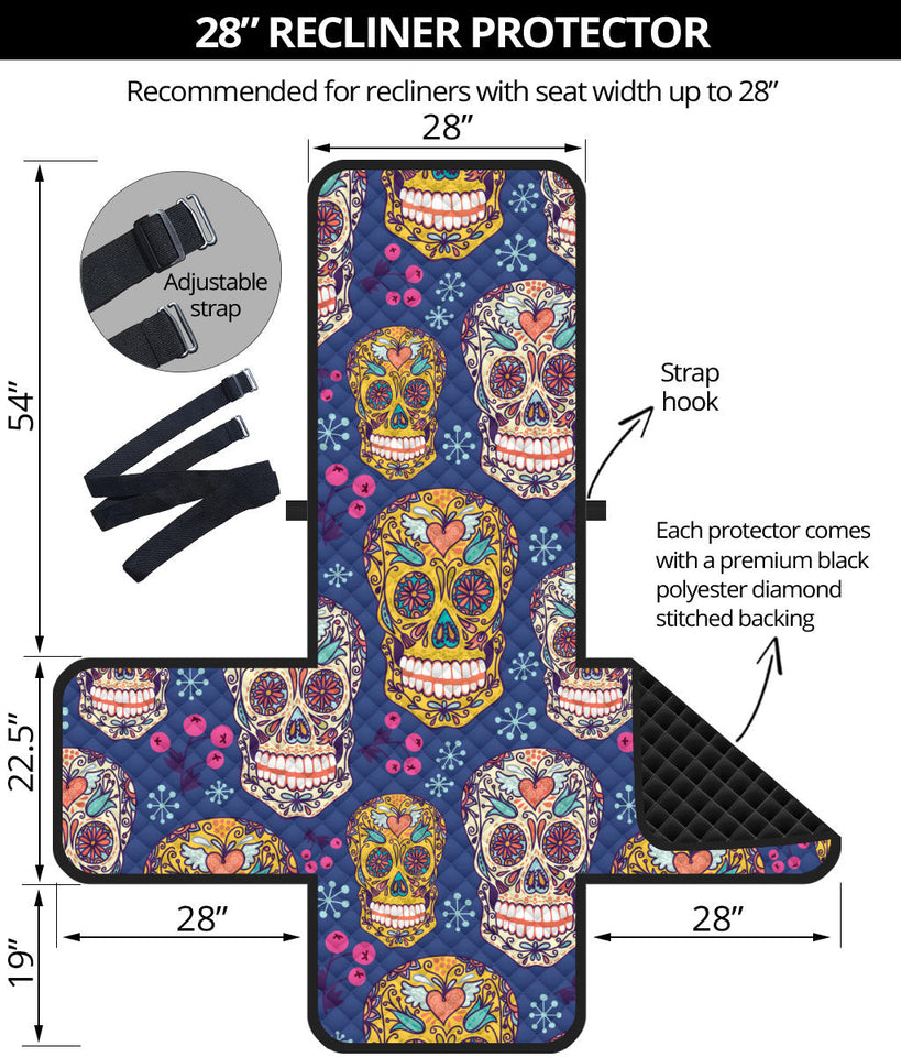 Sugar skull flower pattern Recliner Cover Protector