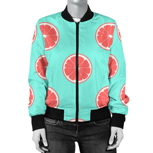 Grapefruit Green Background Women'S Bomber Jacket
