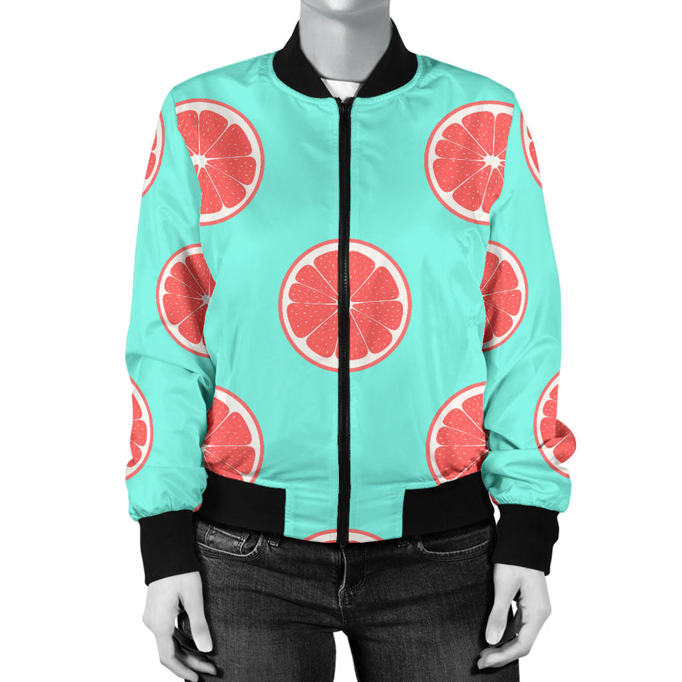 Grapefruit Green Background Women'S Bomber Jacket