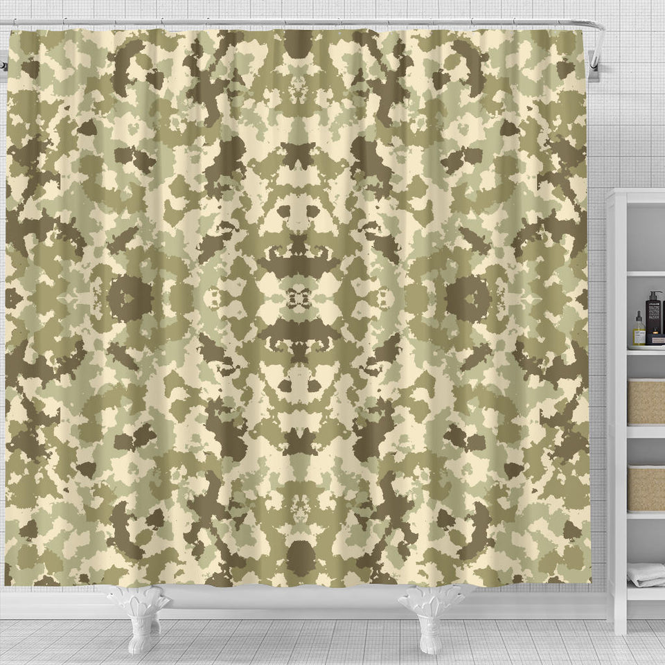 Light Green Camo Camouflage Pattern Shower Curtain Fulfilled In US