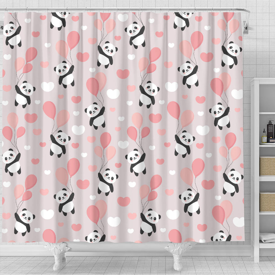 Cute Panda Ballon Heart Pattern Shower Curtain Fulfilled In US