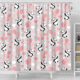 Cute Panda Ballon Heart Pattern Shower Curtain Fulfilled In US