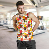 Colorful Maneki Neko Lucky Cat pattern Men Tank Top