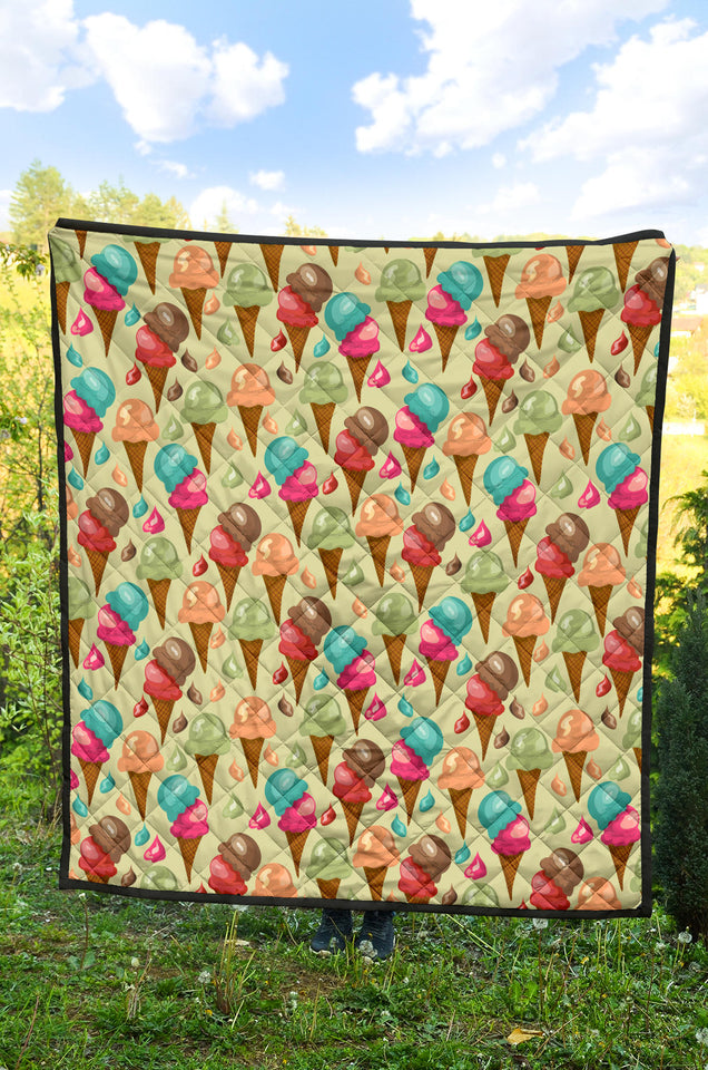 Colorful Ice Cream Pattern Premium Quilt