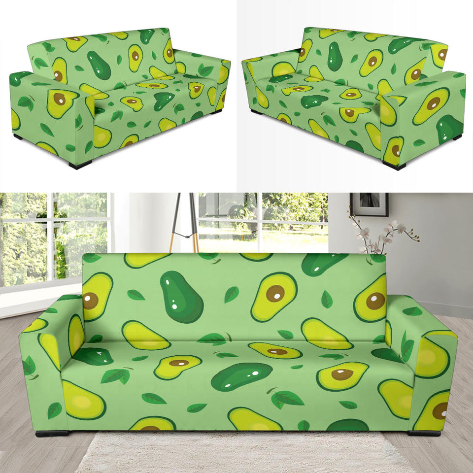 Avocado Pattern Green Background Sofa Slipcover