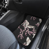 Japanese Crane Pink Sakura Pattern Front And Back Car Mats