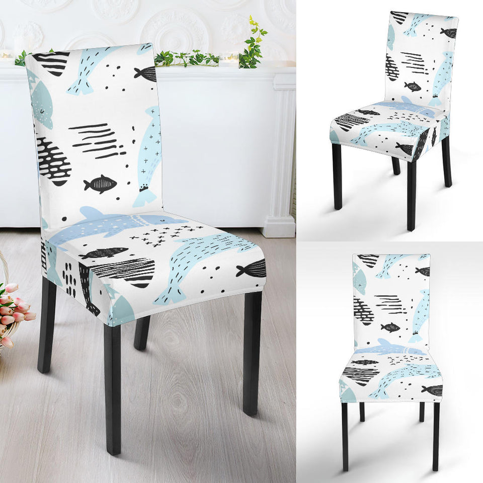 Cute Dolphins Childish Style Pattern Dining Chair Slipcover