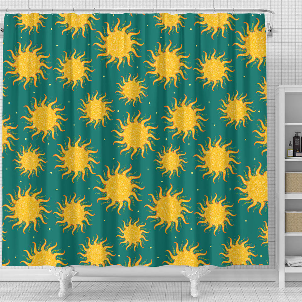 Sun Green Background Shower Curtain Fulfilled In US
