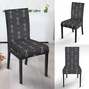 Engine Piston Black Background Pattern Print Design 02 Dining Chair Slipcover