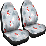 Snowman Christmas  Tree Snow Gray Background  Universal Fit Car Seat Covers
