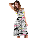 Mustache Beard Pattern Print Design 02 Sleeveless Midi Dress