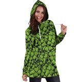 Green Hop Pattern Women'S Hoodie Dress