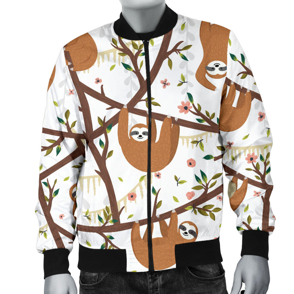 Sloths Hanging On The Tree Pattern Men'S Bomber Jacket