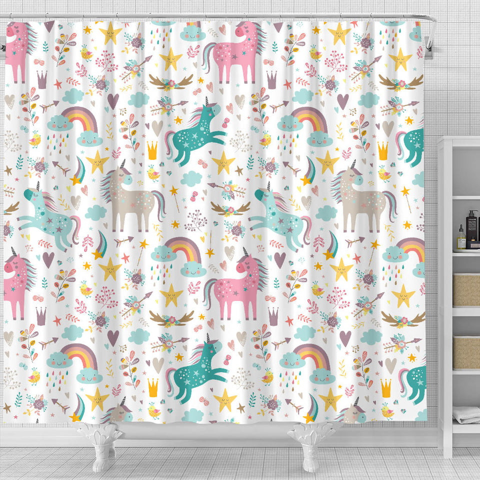 Colorful Unicorn Pattern Shower Curtain Fulfilled In US