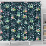 Cactus Glass Terrarium Pattern Shower Curtain Fulfilled In US