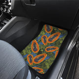 Colorful Papaya Tropical Leaves Front And Back Car Mats