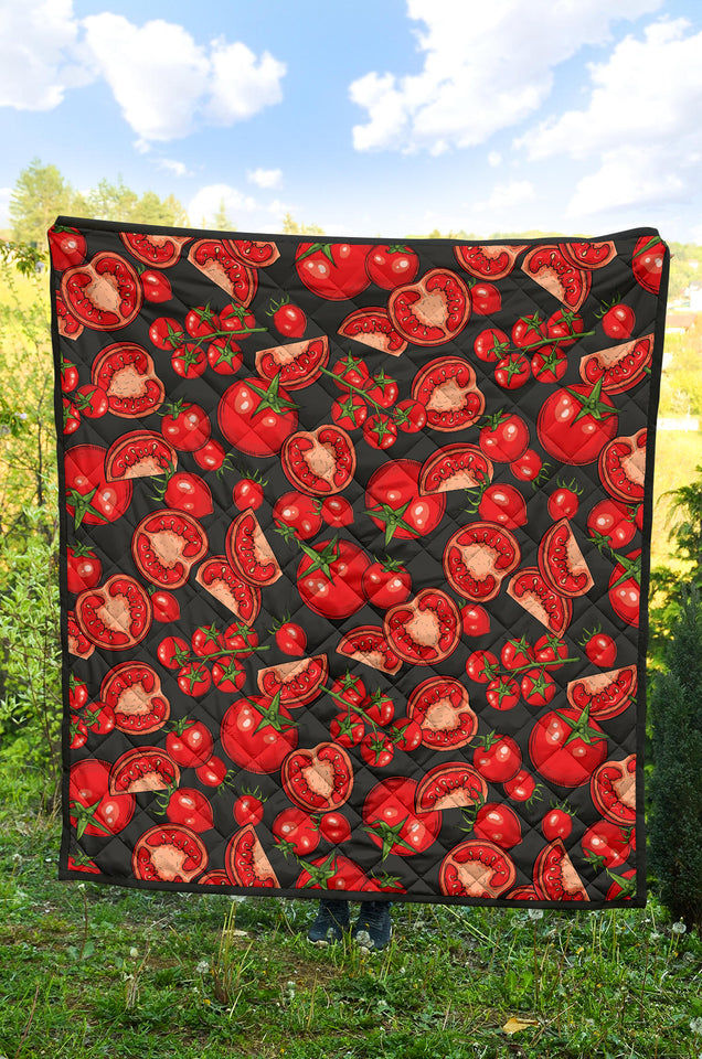 Tomato Black Background Premium Quilt