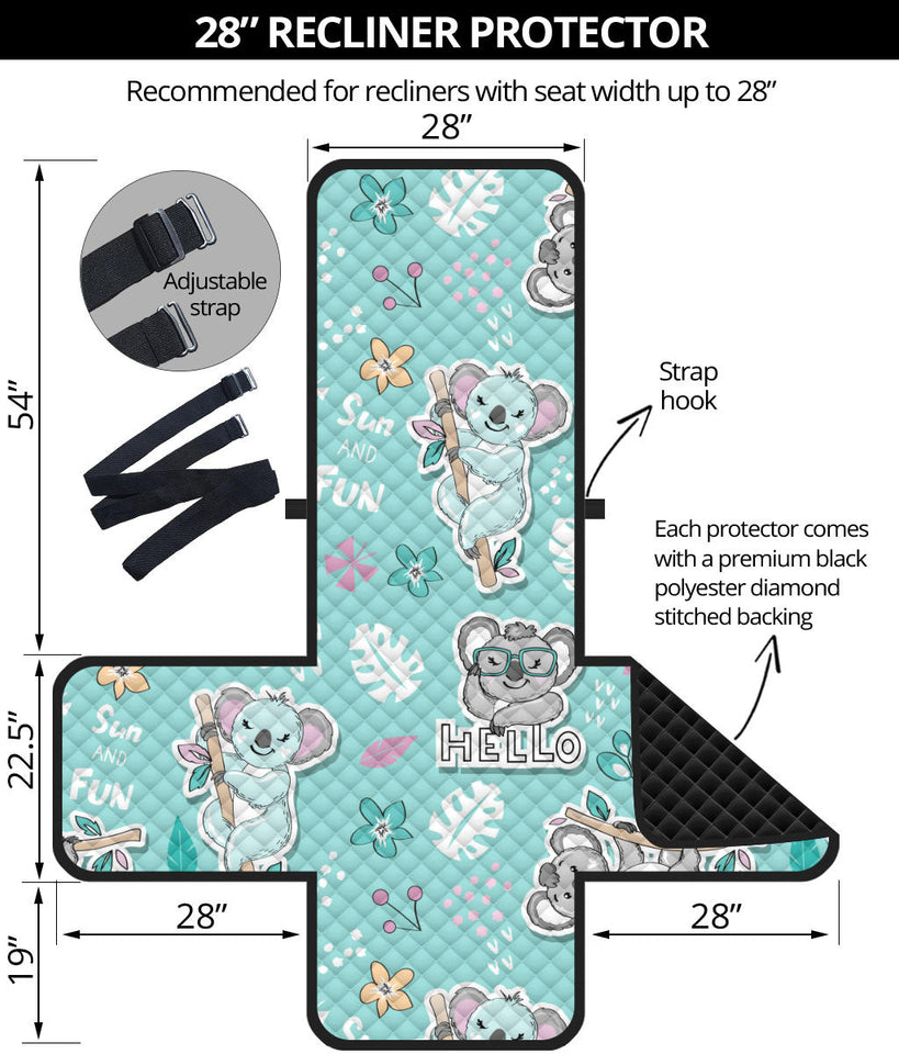 Cute koalas blue background pattern Recliner Cover Protector