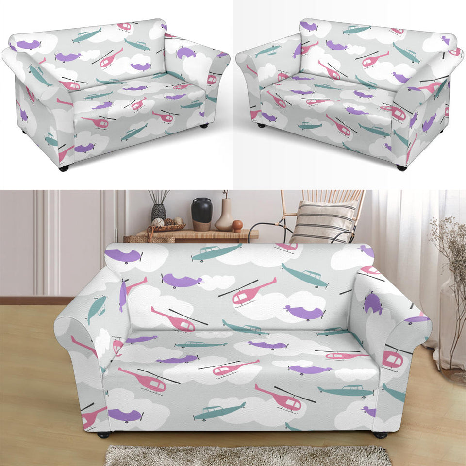 Helicopter Plane Pattern Loveseat Couch Slipcover