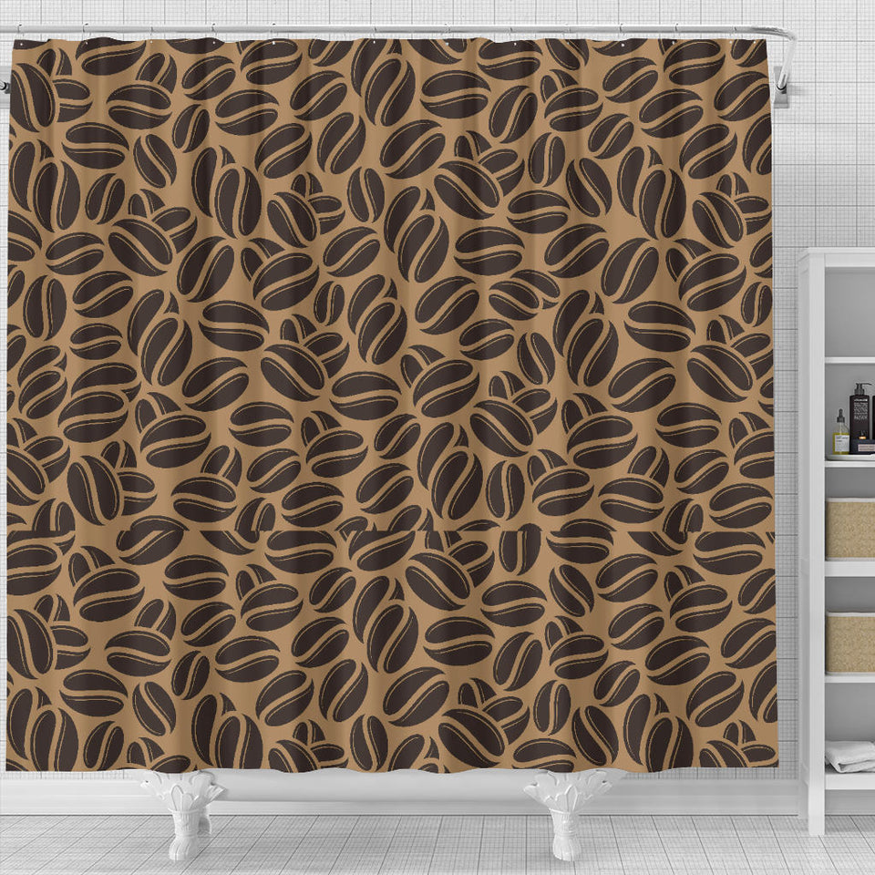 Coffee Bean On Brown Background Shower Curtain Fulfilled In US