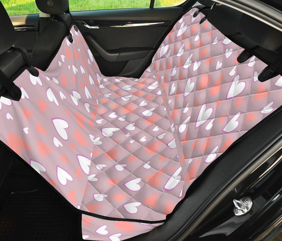 Coral White Heart Pattern Dog Car Seat Covers